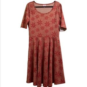 NWT LuLaRoe Nicole Dress |1x| Red Flower Pattern.